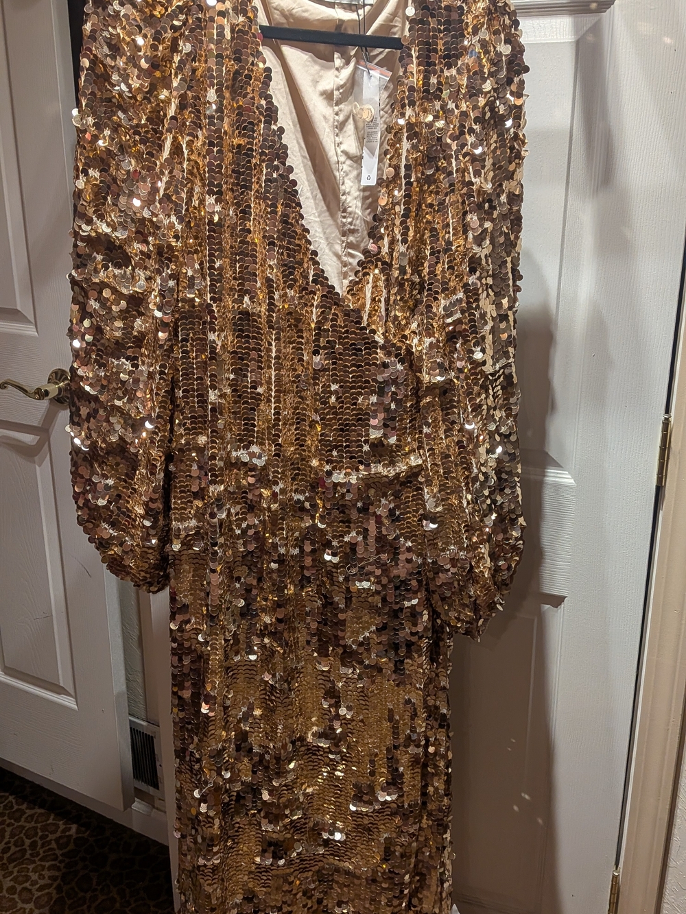 ASOS Rose Gold Sequin Batwing Sleeve Plunge Wrap Midi Dress